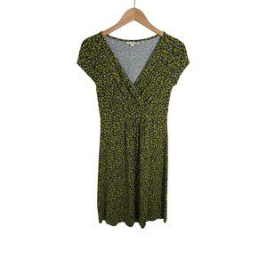 Boden green leopard print dress casual jersey size 6